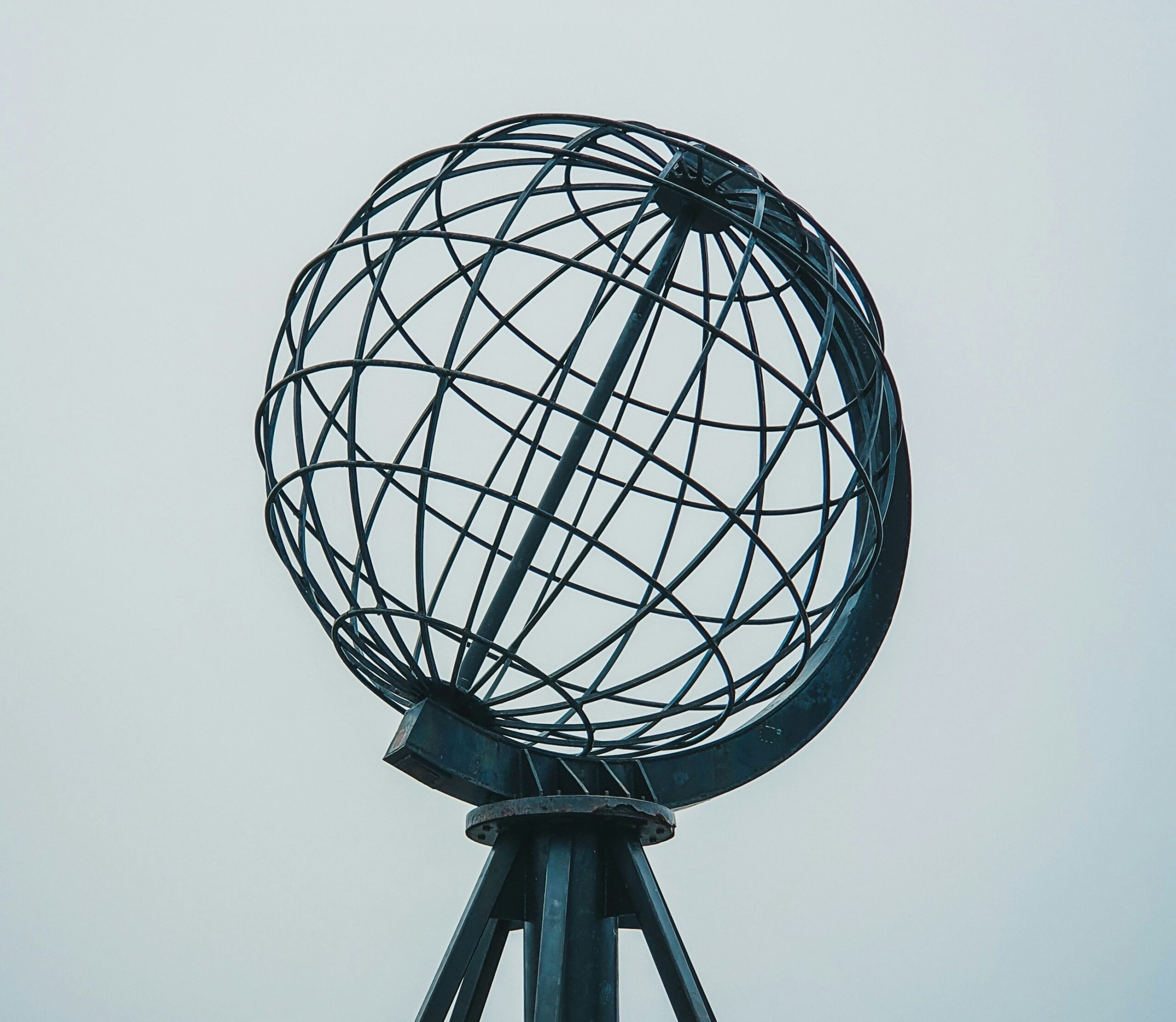 metal sculpture of a globe