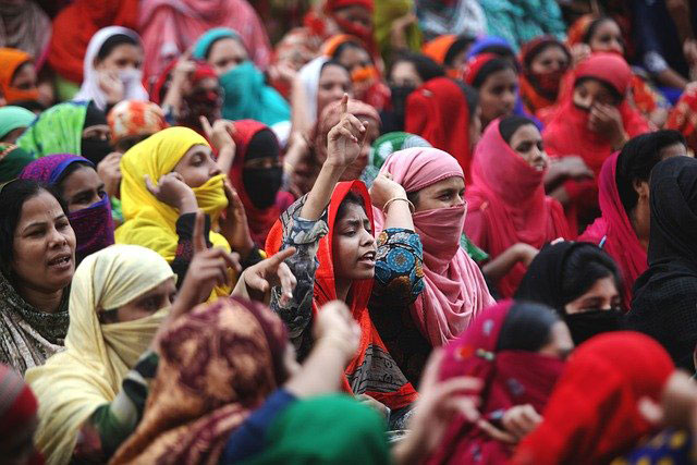 support for women-led movements; women in India protesting in crowd (photo credit: unsplash.com)